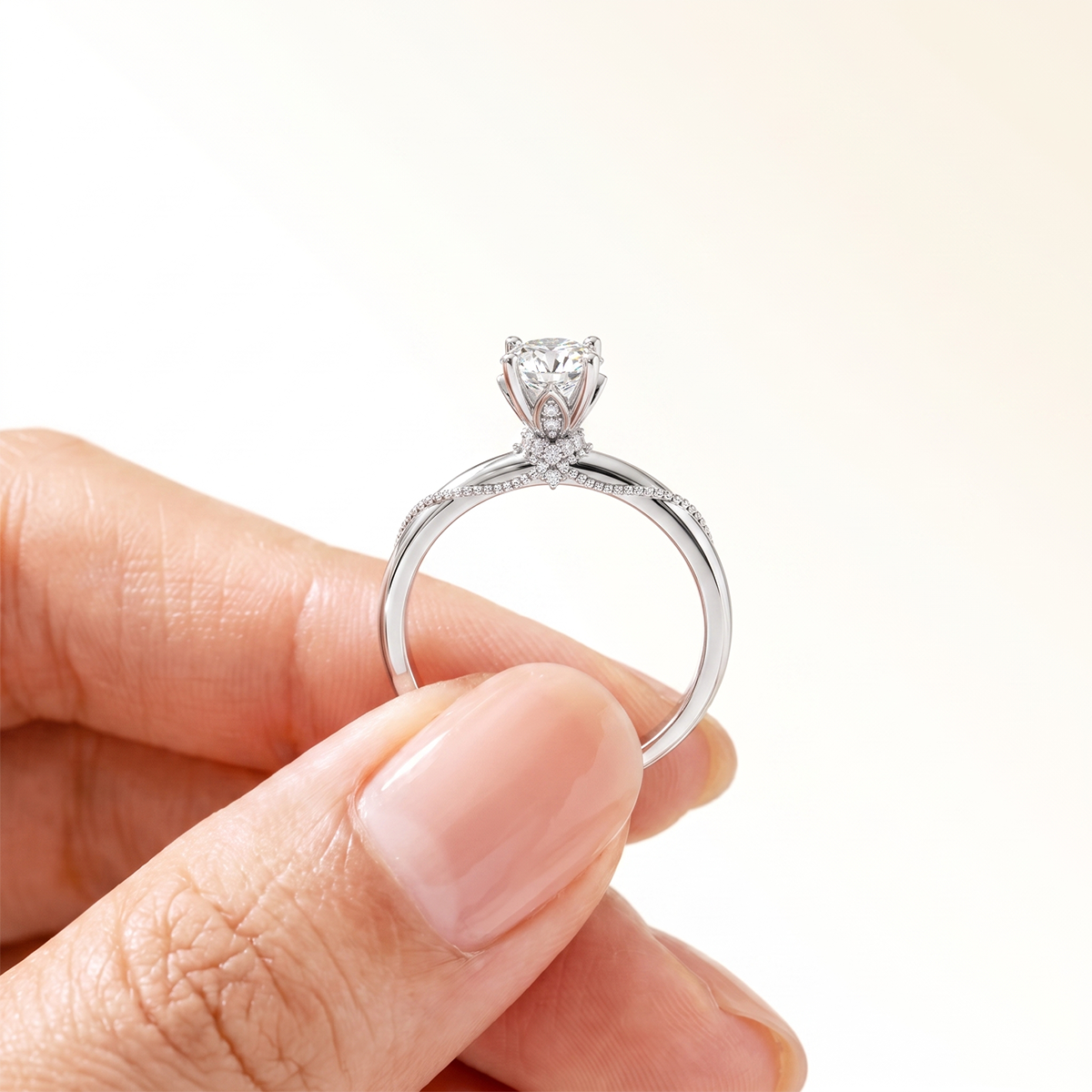 Nhẫn cầu hôn Vàng 14K đá Moissanite - 2