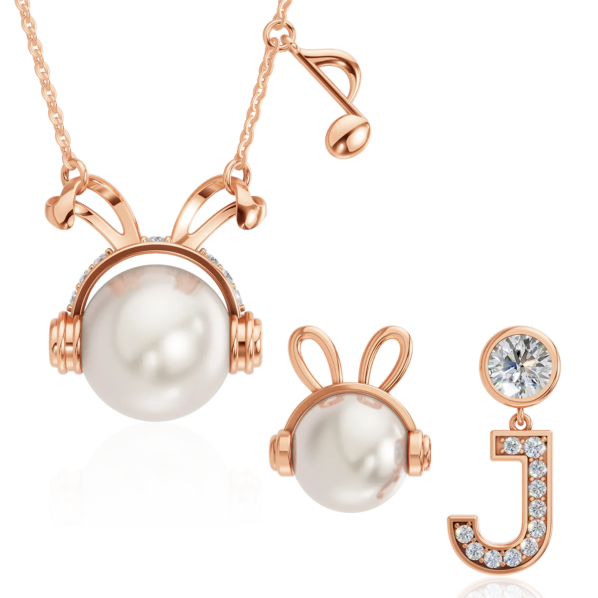 Bộ trang sức Vàng 10K Ngọc Trai J-Rabbit - BTCC112 - 01