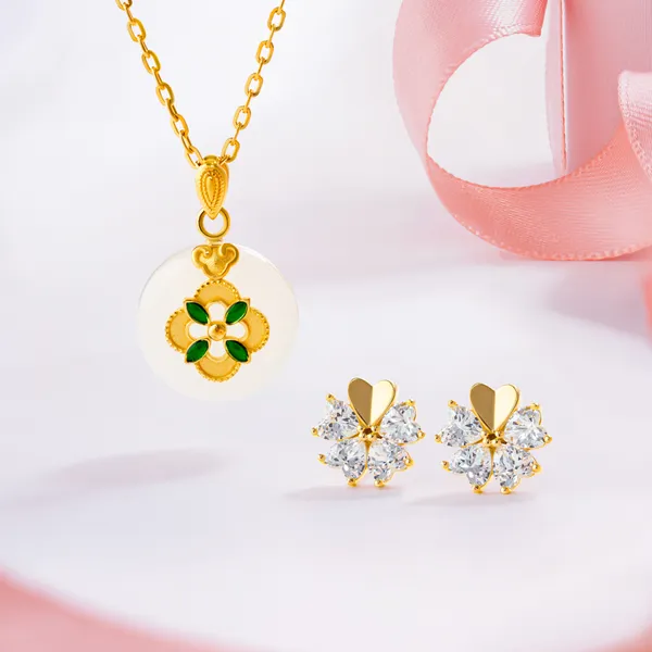 Combo mặt dây chuyền tặng mẹ và bông tai tặng vợ